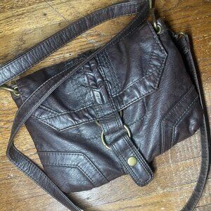 Converse Brown Crossbody Bag, OneStar Distressed Brown Faux Leather Purse, Y2K
